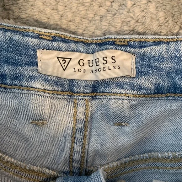 Guess Light Wash Distressed High Rise Denim Shorts - Picture 5 of 6